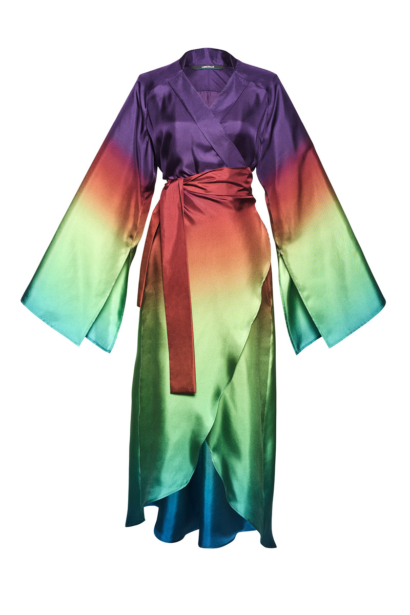 Front view of Aurora Silk Kimono product picture